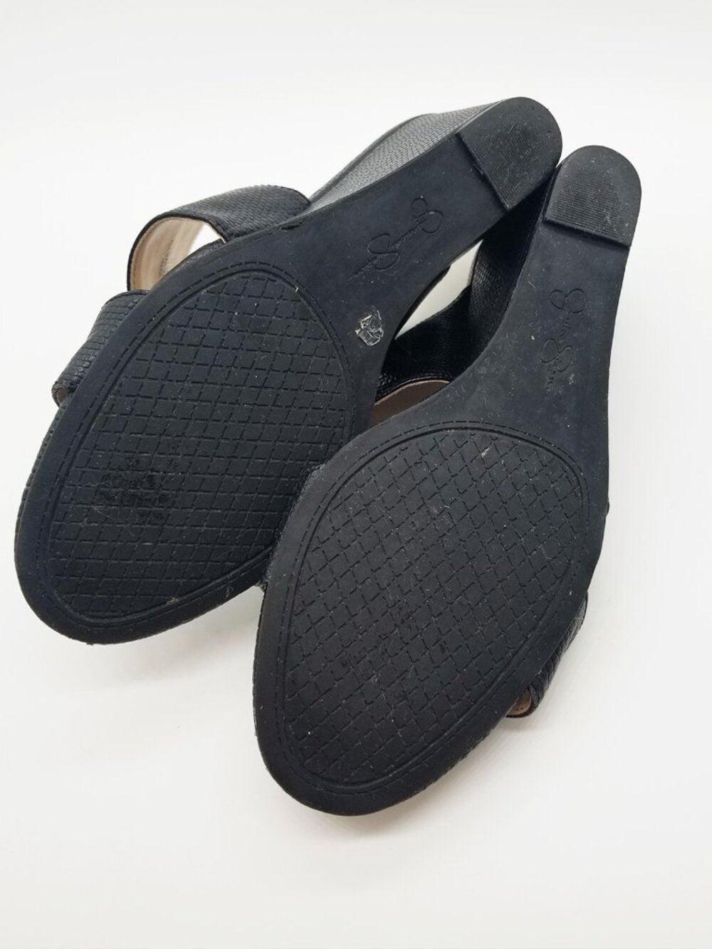 Jessica Simpson Cayren Black Double Strap Wedge Slide Sandal Women's 7M Slip On - Picture 11 of 15